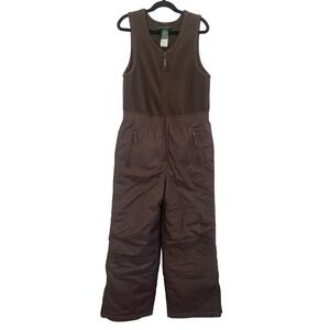 Vtg LL Bean Kids Sz 8 Brown Fleece Top Insulated Snow Bibs Overalls Unisex EUC